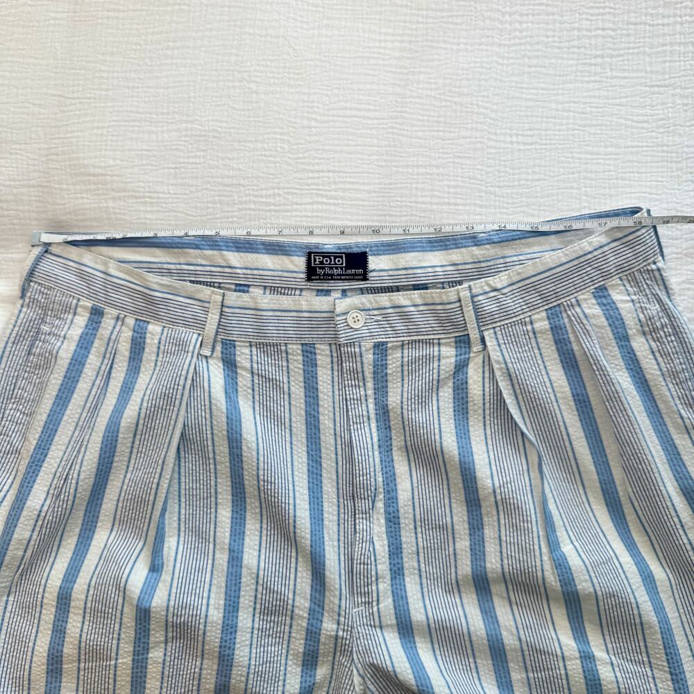 Polo Ralph Lauren Seersucker Shorts Tyler Blue White Stripes Men’s 42 VTG Preppy - Picture 10 of 15